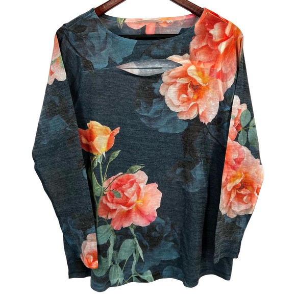 Soft Surroundings Tops - Soft Surroundings Size Medium Pretty Floral Long Sleeve Knit Blouse Shirt Top